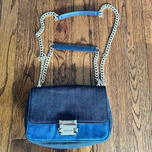 Michael Kors Sloan Denim Chain Shoulder Bag - Picture 6 of 15